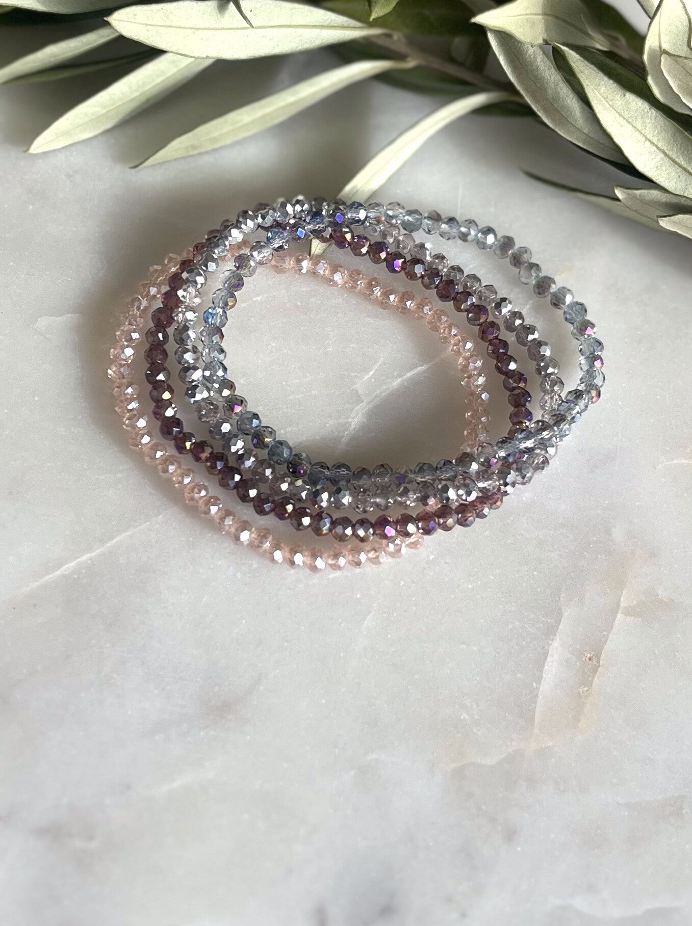 Facet armbanden set paars