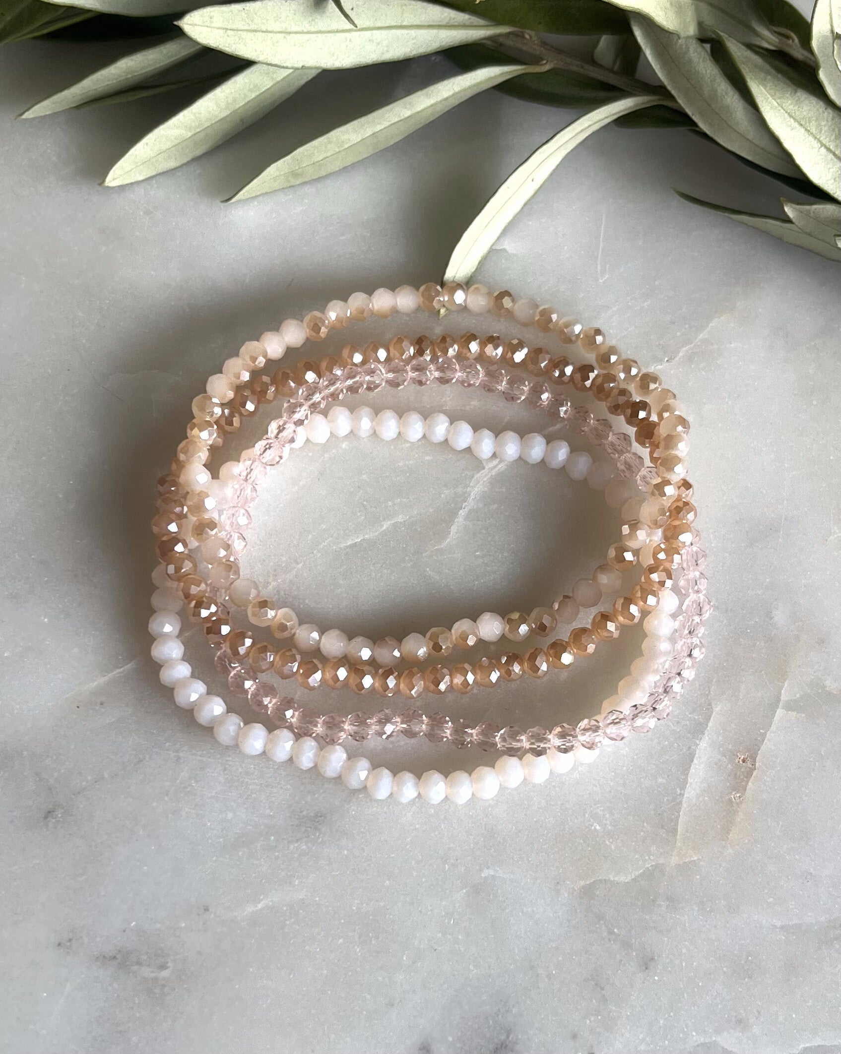 Facet armbanden set roze