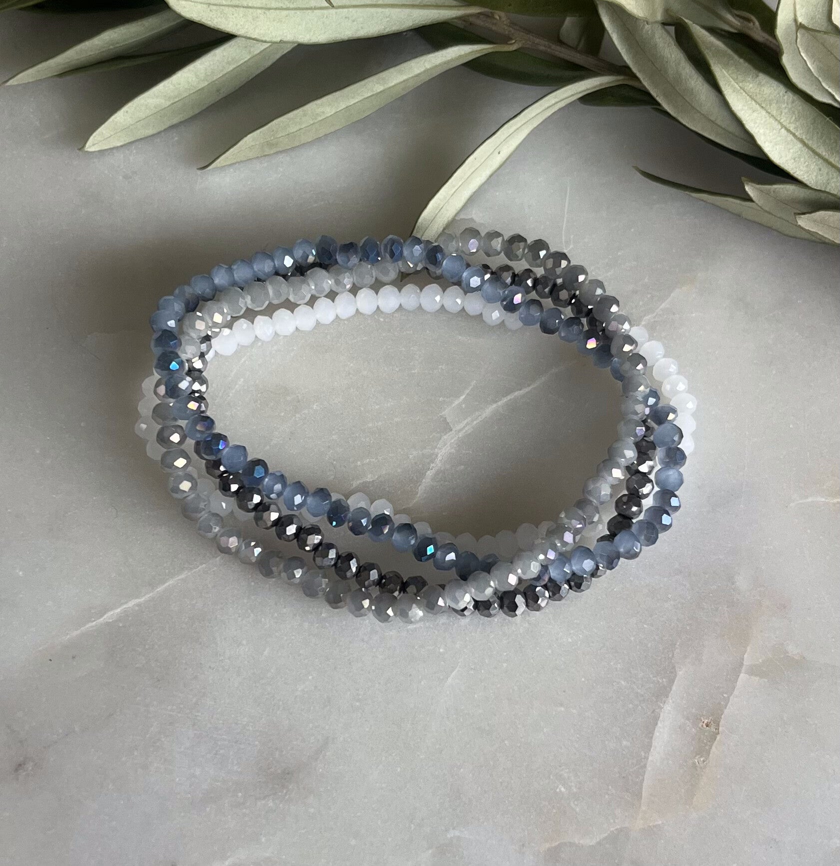 Facet armbanden set blauw