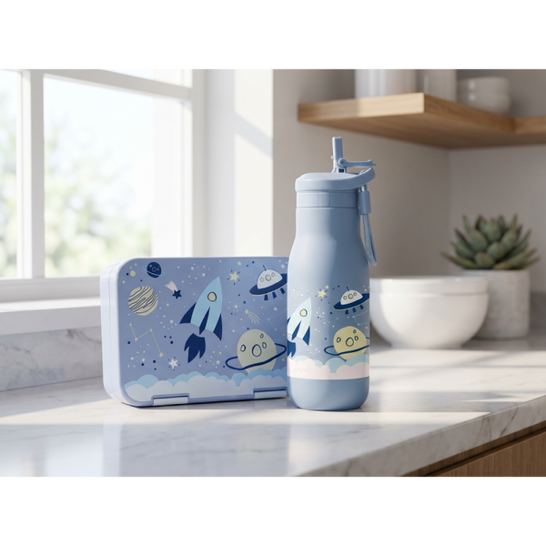 Kinderlunchbox lekvrij met vakken - Bento lunchbox kleuterschool BPA vrij - Space - JENARD