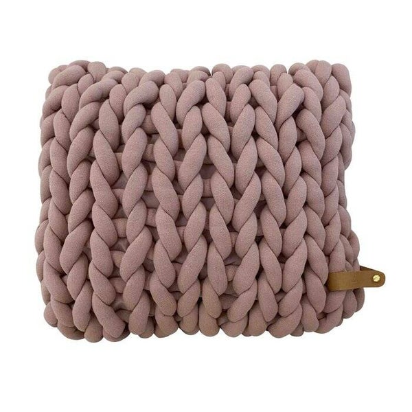 XXL grof gebreid kussen Cotton Tube, mauve