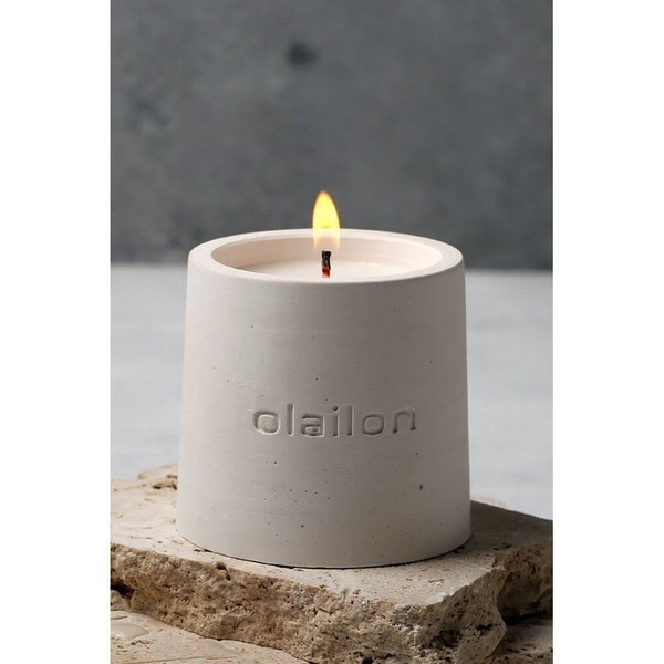 Elegante witte betonnen kaars, vanille/rose essentie, 8 cm