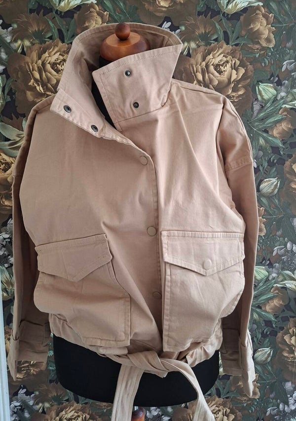 Beige Bomber parka