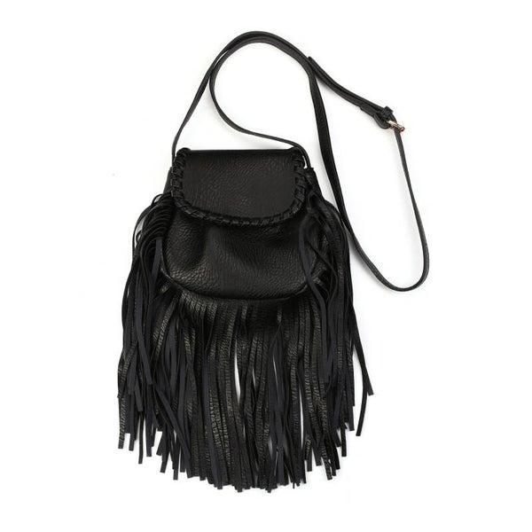 Fringe tasje zwart