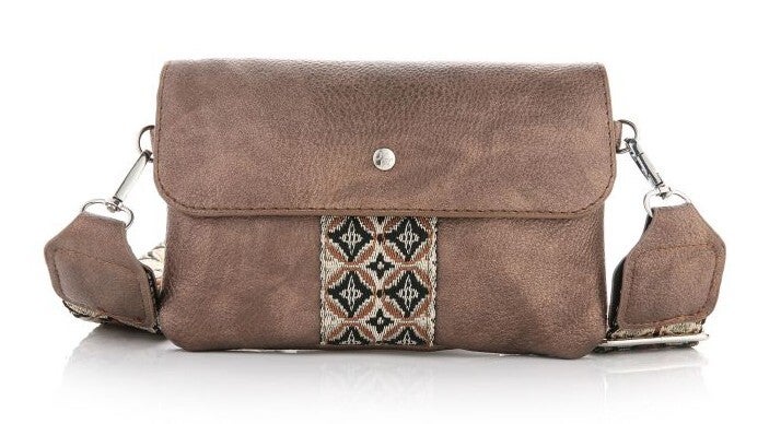 Schoudertasje BOHO AZTEC bruin