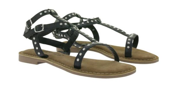 Sandalen zwart leer met studs Lazamani