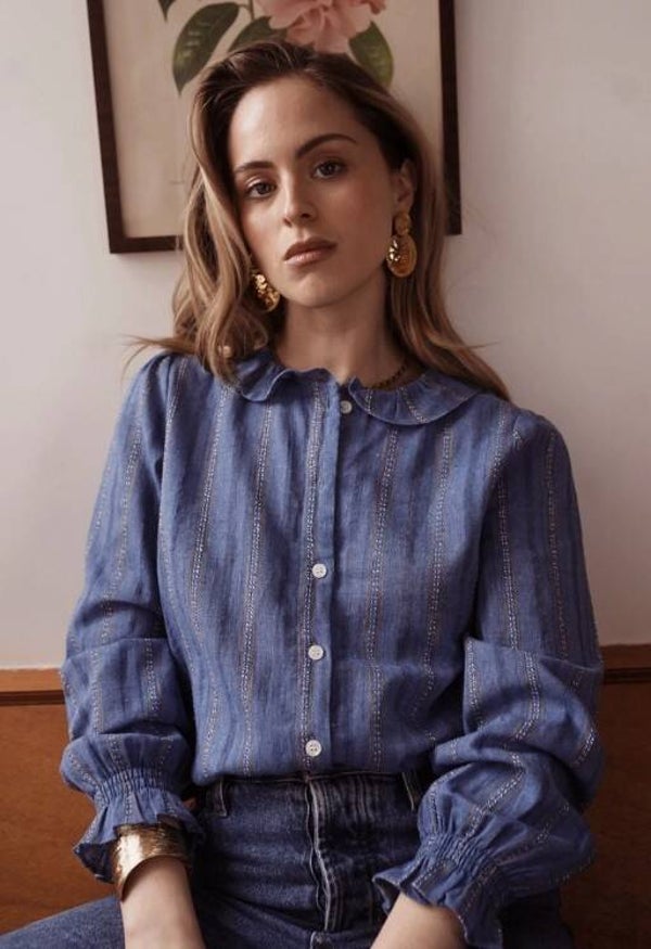 Blouse Solen streep blauw M/L (40/42)