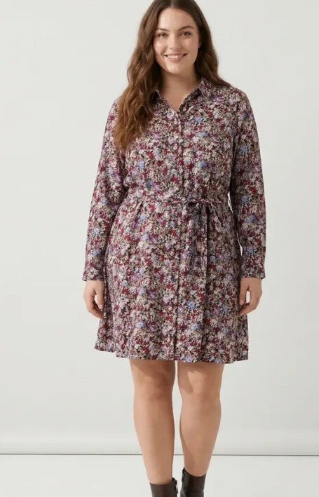 Blousejurk rood bloemenmotief 46/48 + 50/52