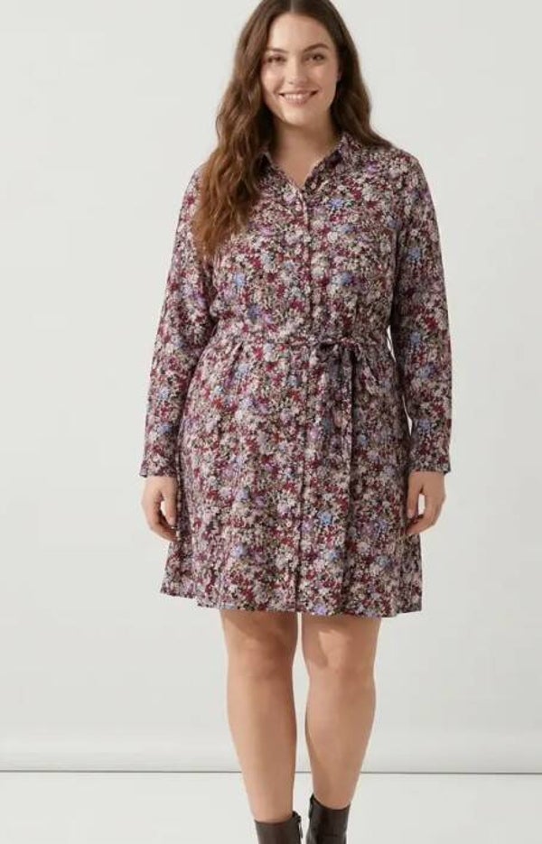 Blousejurk rood bloemenmotief 46/48 + 50/52