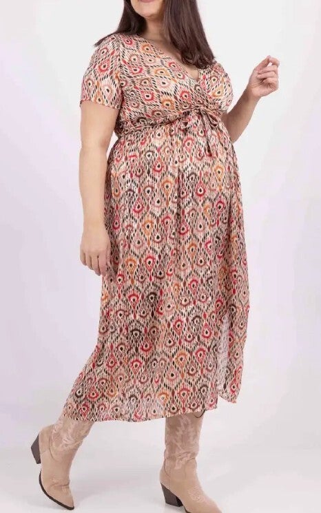 Maxi jurk bloemenmotief plussize