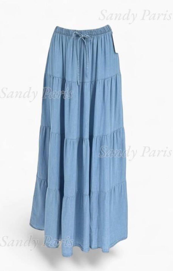 Strokenrok blauw lyocell denim