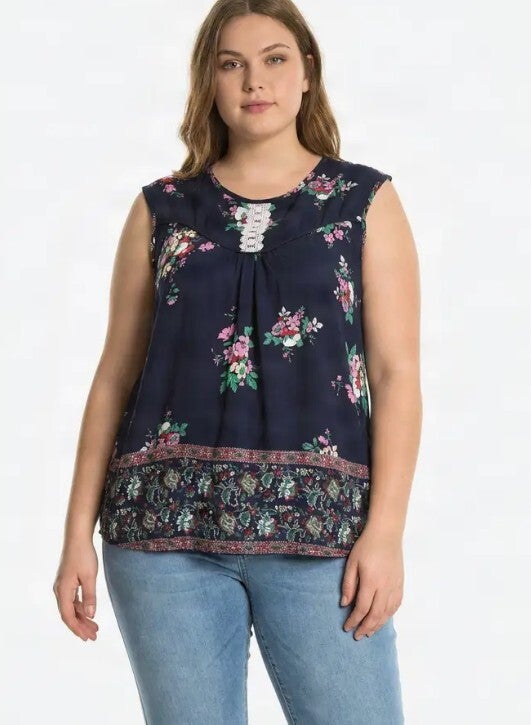 Top Donkerblauw BOHO stijl PLUS SIZE