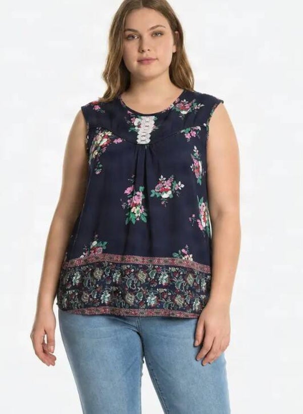 Top Donkerblauw BOHO stijl PLUS SIZE