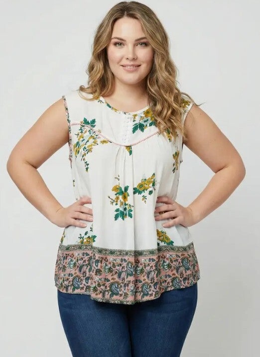 Top wit BOHO stijl PLUS SIZE