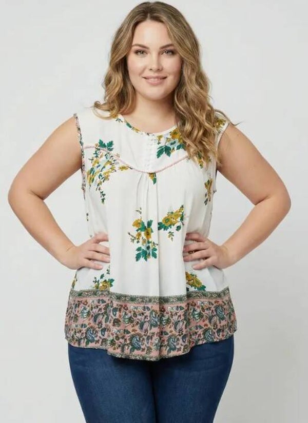 Top wit BOHO stijl PLUS SIZE