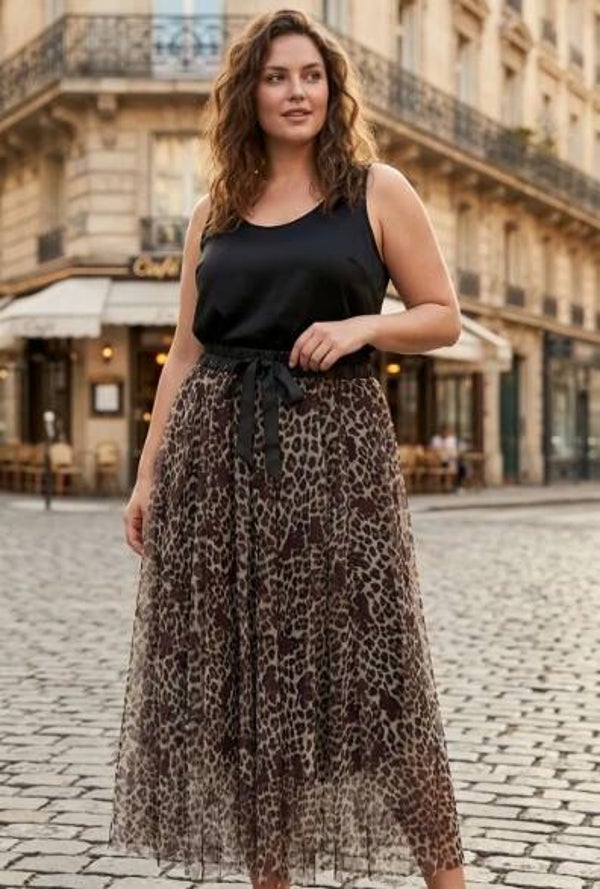 Rok panter print 1 maat