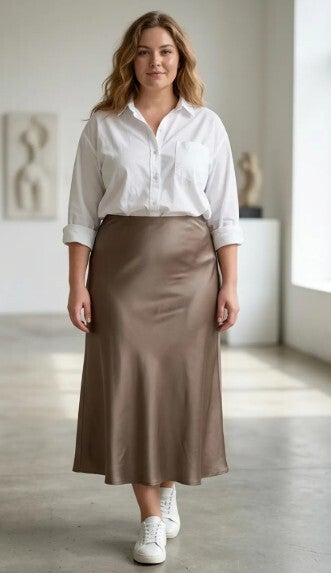 Maxi satijnen rok diverse kleuren 1 maat