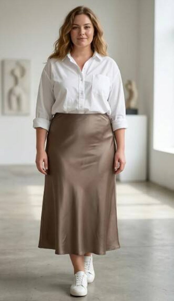 Maxi satijnen rok diverse kleuren 1 maat