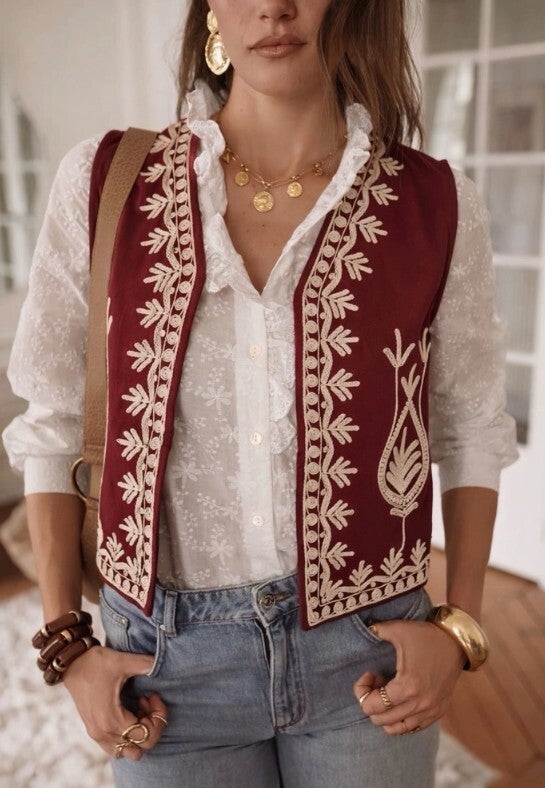 Gilet Moss in rood burgundy M/L