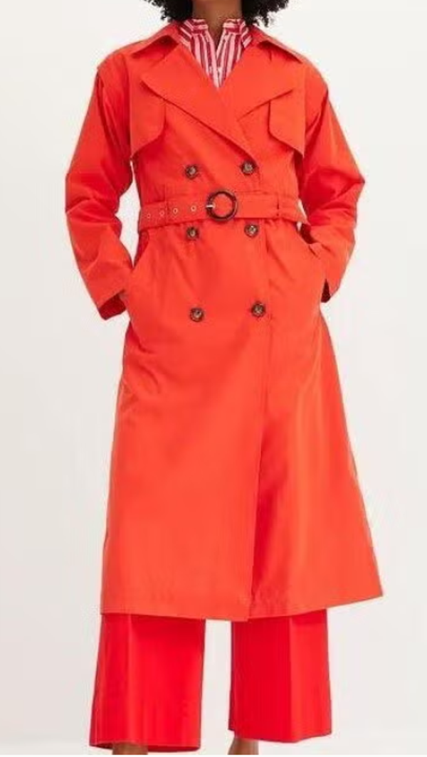 PLUSSIZE Rode trenchcoat afritsbaar