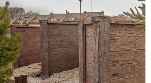 Betonzaunplatte - Muster Subfossile Eiche