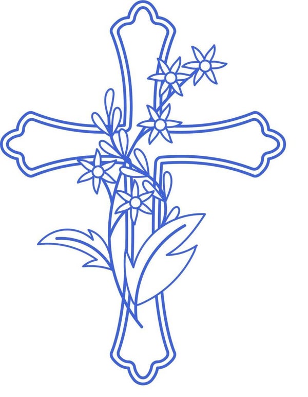 Flowery cross DTF prints