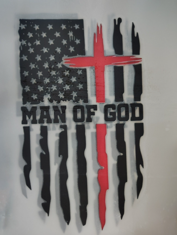 Man Of God Cross and flag dtf print