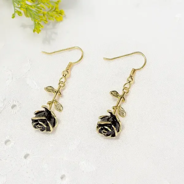 Enamel Rose Earrings