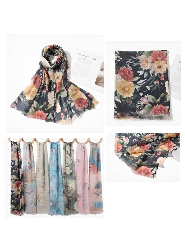 Beautiful floral print scarves
