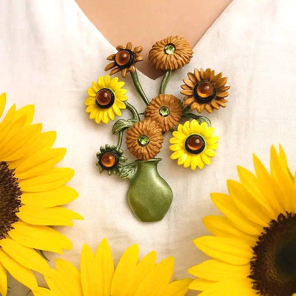Van Gogh Sunflowers Brooch