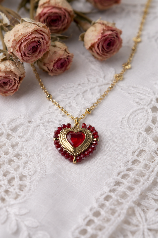 Red Heart Baroque Necklace