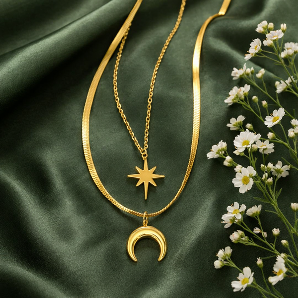 Crescent Moon and Star Necklace