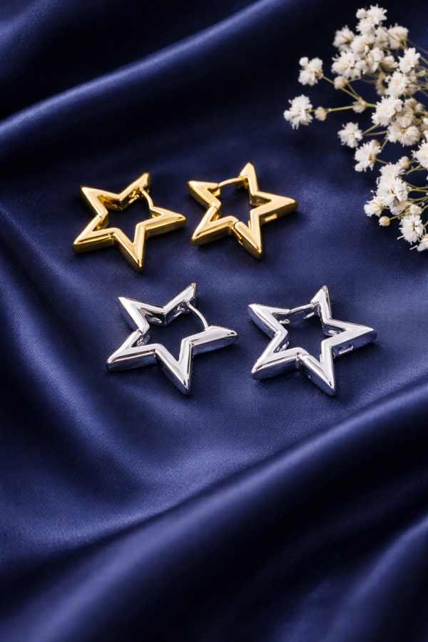 Star-Shaped Huggie Hoop Earrings