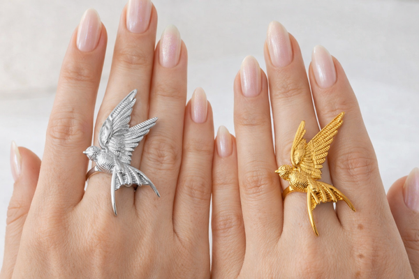 Adjustable Stainless Steel Rings "Birds"