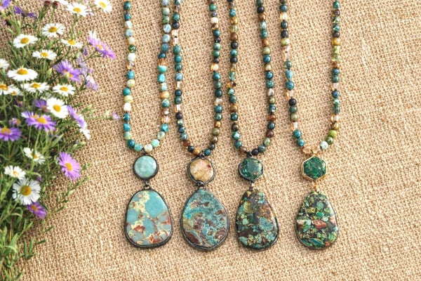 Bohemian natural stones necklaces
