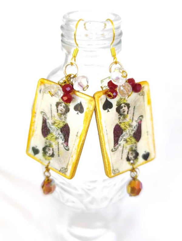 Vintage Playing Card Earrings