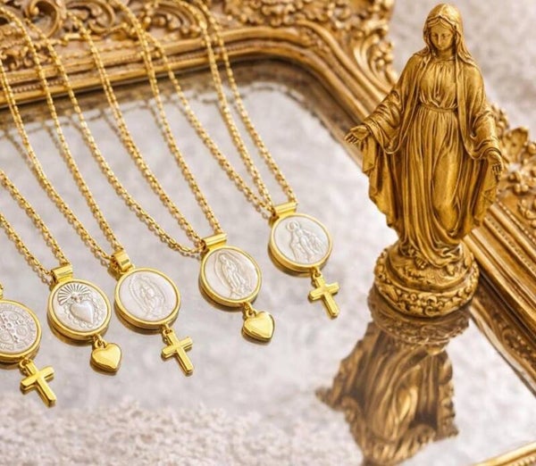 Religious Necklaces in 18k Gold-Plated Steel