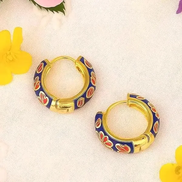Bohemian Floral Hoop Earrings – Steel and Enamel