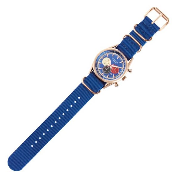Cronografo blu e rose gold cursori colorati