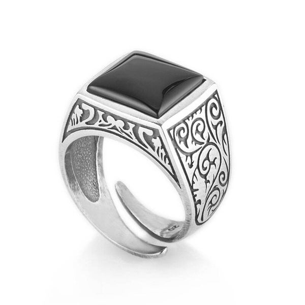 Anello Gerba Chavalier bizantino con pietra Onice nera uomo
