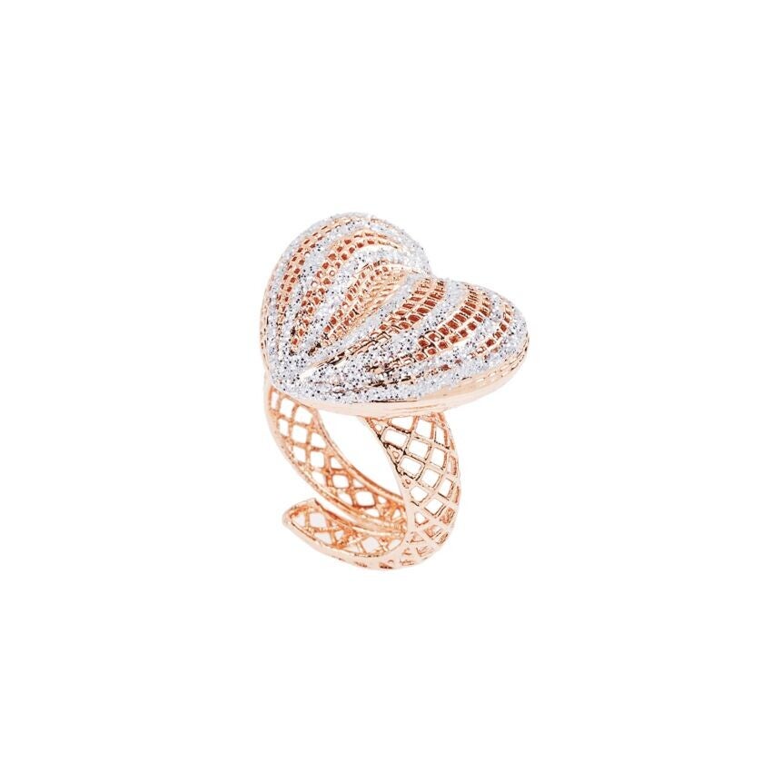 Anello in bronzo con glitter argento