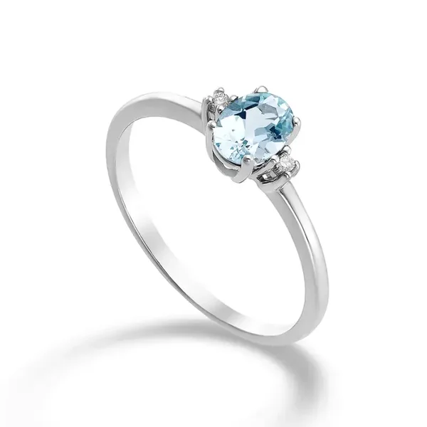 Anello in Oro 18kt e acquamarina ovale 6x4 e Diamanti ct.0,30 MA5072O4AM