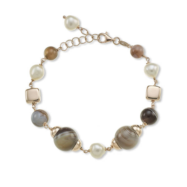 BRACCIALE AG925 FW bar. 9/10 agata botswana 8-10-14mm