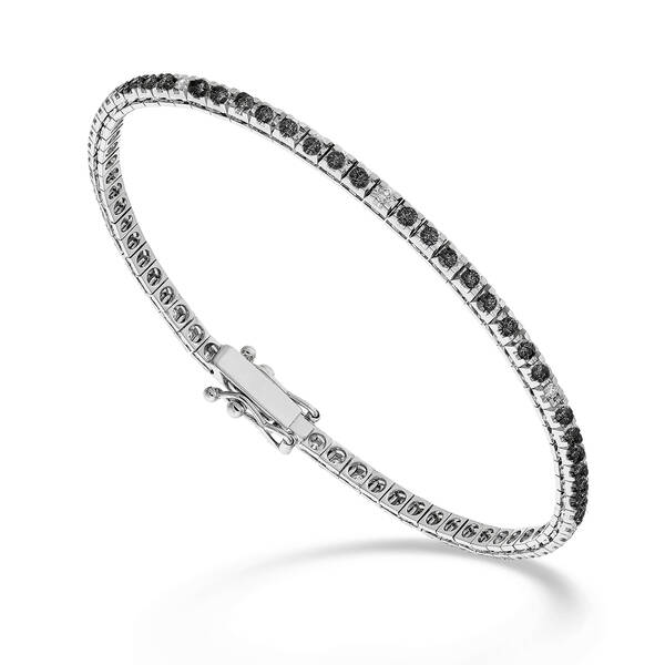 BRACCIALE TENNIS 18K Spinello Nero ct.2,70 Diamanti ct.0,22. 17,5 cm - 69 castoni