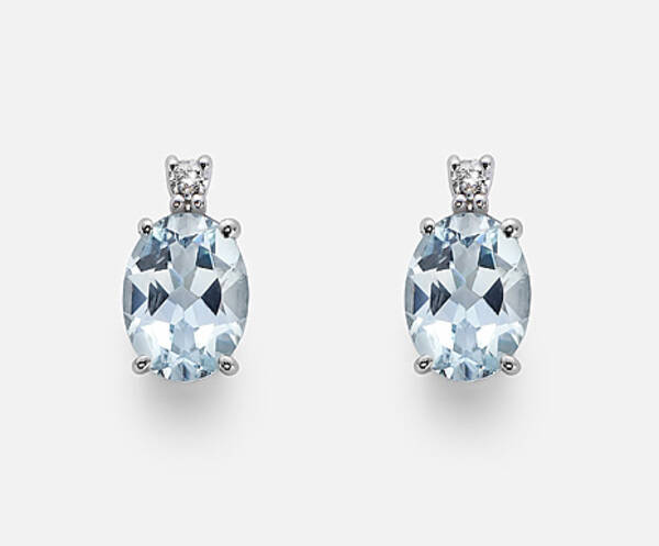 ORECCHINI 18K acquamarina ovale 8x6 ct.2,00 diam. ct.0,05