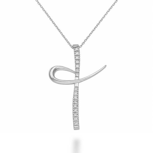 COLLANA 18K diam. ct.0,09 croce