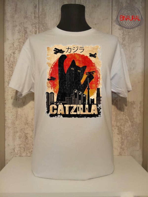 Camiseta gato - godzilla