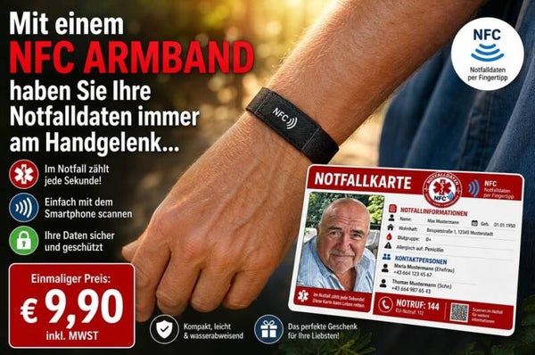 NFC Armband mit Ihren Notfallkarten