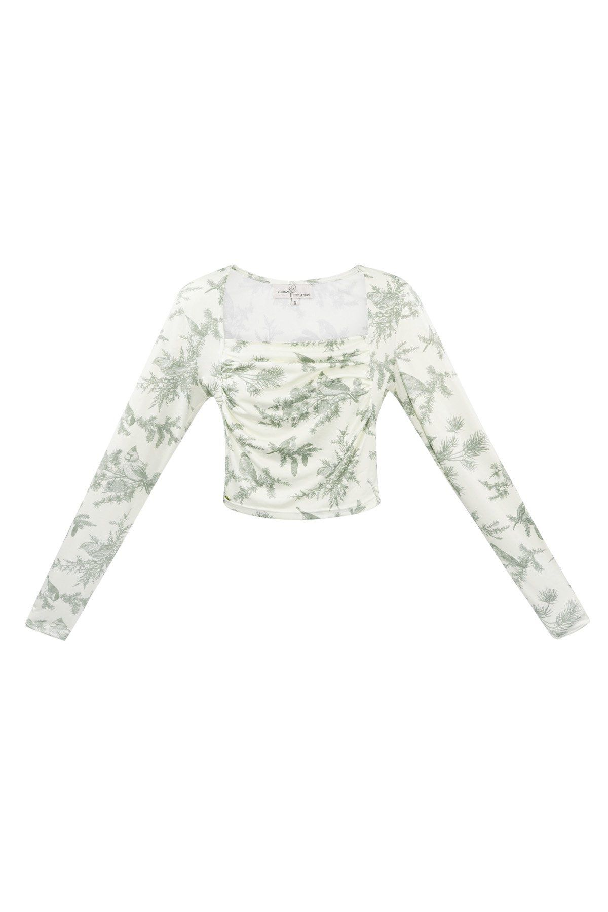 Lange Mouw Crop Top - Groen