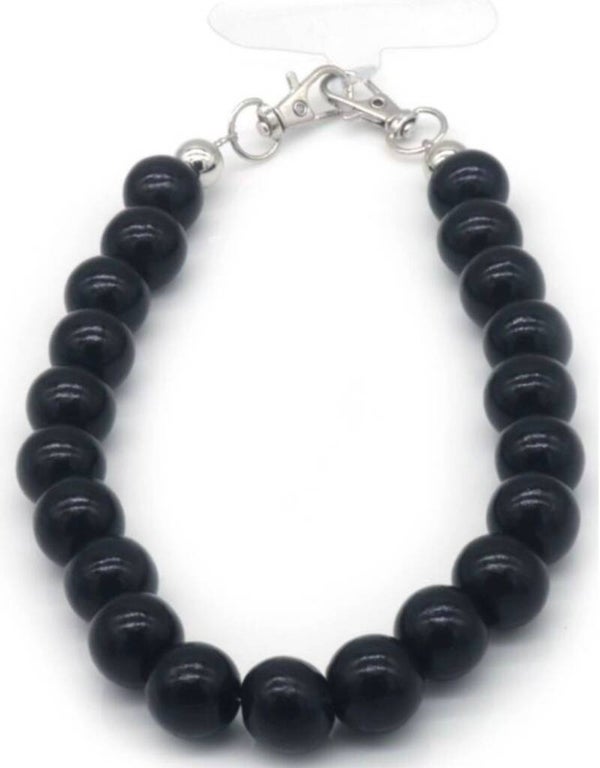 Telefoonkoord Wooden Beads - Zwart